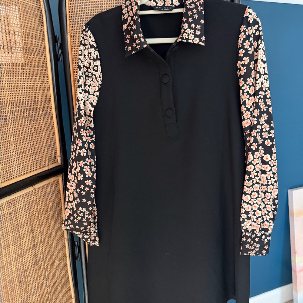 Tara Jarmon Black Dress with Floral Accents